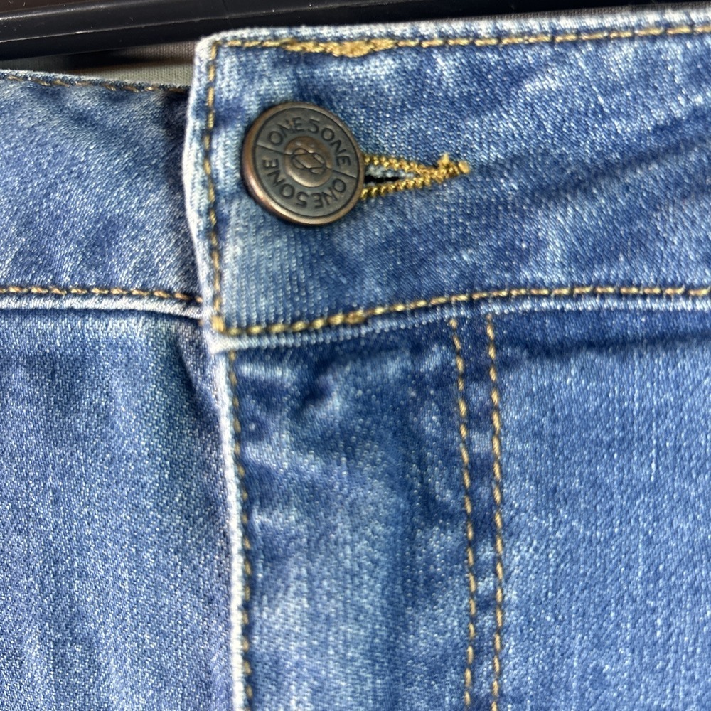 One 5 One Denim Jean Skirt Womens Ruffle Hem Blue Y2K Retro Boho Asymmetrical 3X - Picture 11 of 15